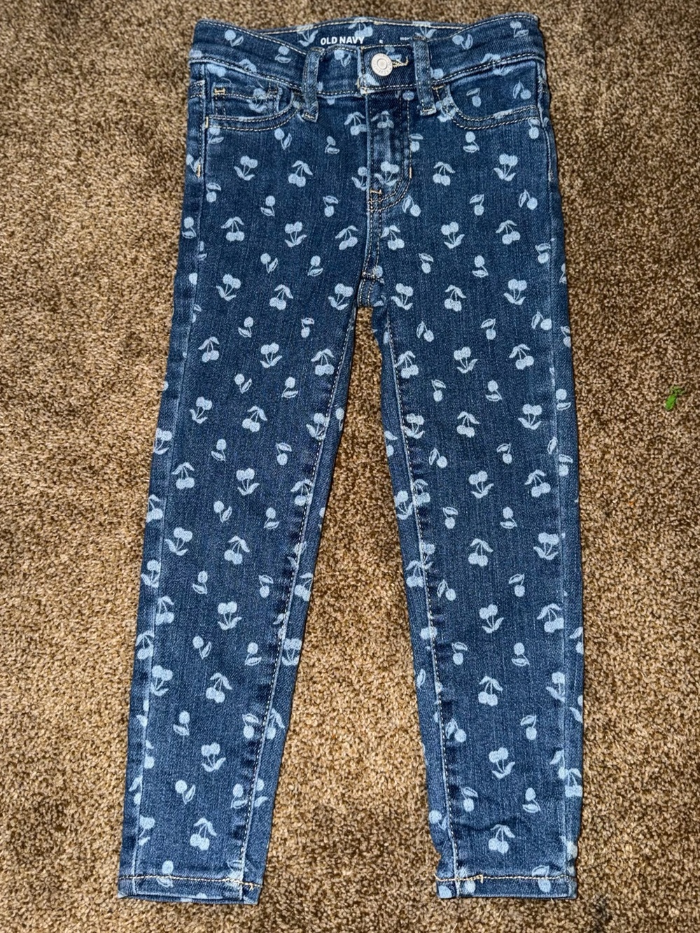 Old Navy Printed High-Waisted Rockstar Jeggings in a cherry print pattern sz 5